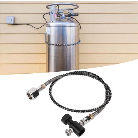 Kit adaptateur CO2 électroplaqué DIN477 36 pouces avec tuyau à ressort et soupape de décharge, noir ASA pour SodaStream (1/5)