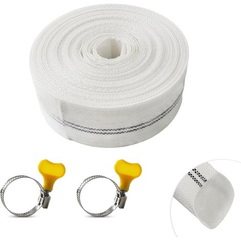 1 1/4" Flat Fabric Hose 10m - 32mm Hose for Submerged or Sewage Pumps, Hot Tubs, Garden Irrigation Accessories, White (1/5)