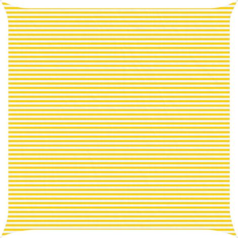 Voile d'ombrage à rayures jaunes et blanches, 7 x 7 mètres, tissu Oxford 100% polyester. (1/5)