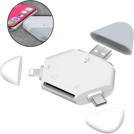 Lecteur de cartes SD 5 en 1 OTG portable, adaptateur pour cartes SD/TF, compatible PC/smartphone. (1/5)