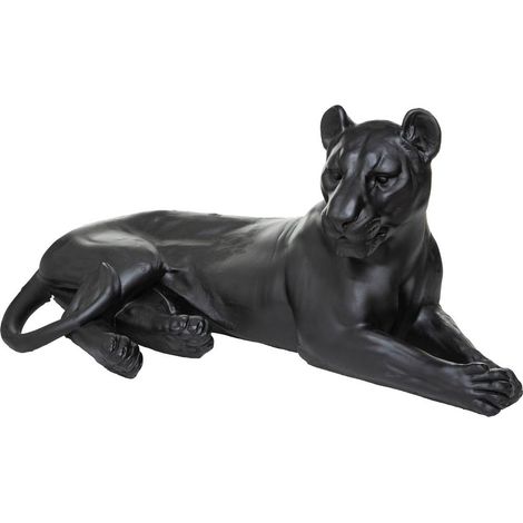 Leopardenstatuette Schlafende Leoparden - Harz - schwarz - H38 cm (1/2)
