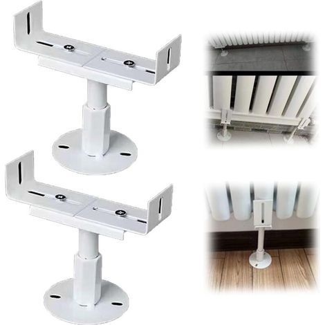 Ensemble de 2 supports de radiateur en aluminium, pieds en fonte, résistants aux embruns salins, support de radiateur domestique, hauteur réglable (13-18 cm) (1/4)