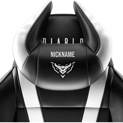 Personalisierte Kopfstütze Diablo Chairs X-Horn: Schwarz-Weiß