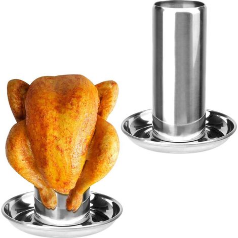 Grille Barbecue Fonte, Support de Poulet Acier Inoxydable Gril Vertical Rôtissoire, Le Nouveau Support de Poulet en Acier Inoxydable pour Four, Barbecue, Steak, Poulets Accessoires Gril (1/5)