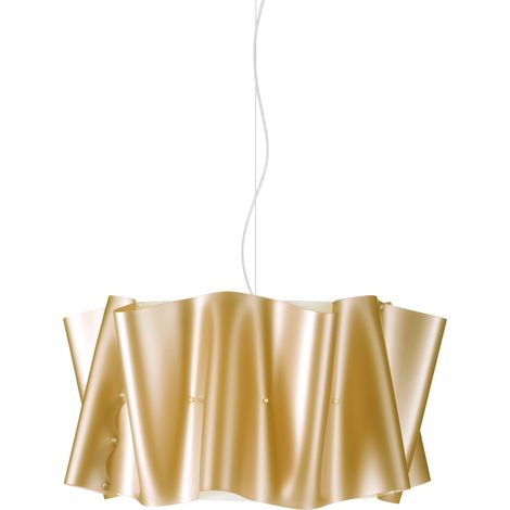 Lampadario a sospensione cinque luci luci FOLIO paralume in Polilux Oro diametro 60x h32 cm (1/2)