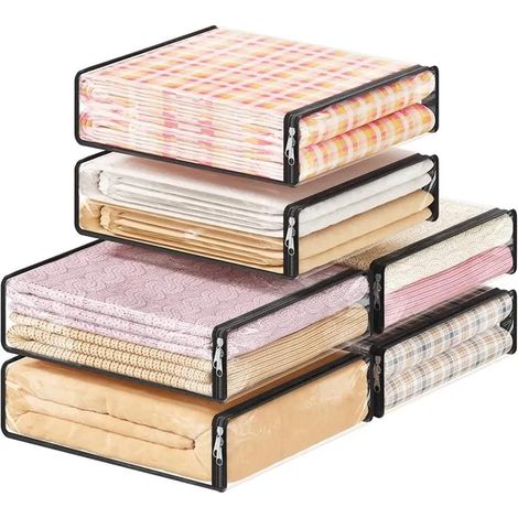 Sac de Rangement Transparent Pliable pour Vêtements Compact 14L Lot de 6 6 BOITE DE RANGEMENT - BAC DE RA (1/5)