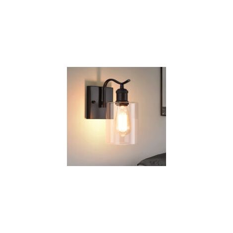 Applique murale noire salle de bain – Abat-jour en verre coudé – E27 jusqu'à 60W – Installation facile – Pour miroir ou chambre (1/5)