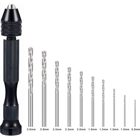 Professional vise-grip hand drills, mini twist drills (0.8-3.0 mm), set of 11 precision hand drills for rotary tools