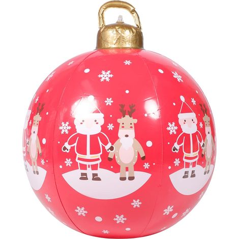 Boule de Noël Gonflable Décoration Extérieure Boule à Suspendre Imperméable et Résistante aux Intempéries (1/5)