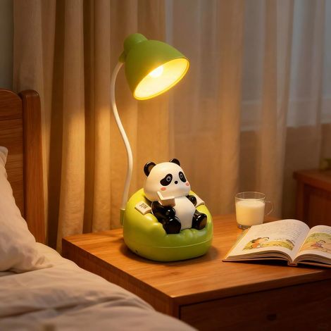 Lumière de nuit Panda mignon, lampe de bord de lit rechargeable, 3 niveaux de contrôle tactile réglable, lampe de bureau LED avec USB (1/5)