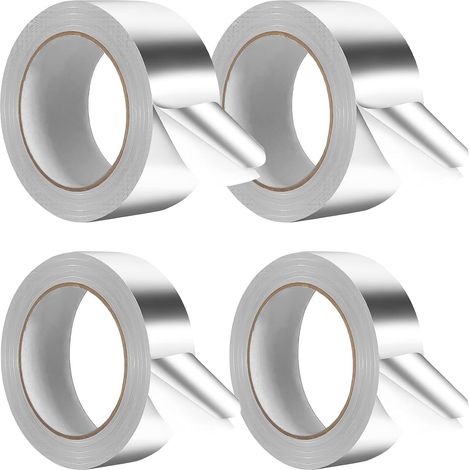 4 Rouleau Ruban Aluminium, 5cm x 20m/3cm x 20m Ruban Adhésif en Aluminium, Imperméable et Résistant à la Chaleur Ruban Adhésif Aluminium pour Réparation, Isolation, l'étanchéité