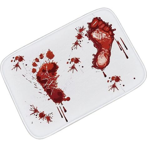 Tapis de bain d'Halloween avec empreintes de pas sanglantes, tapis à couleurs changeantes, décoration de salle de bain effrayante, 40 x 60 cm (1/4)