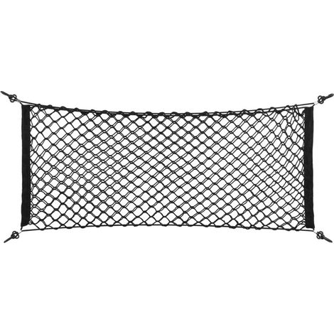 Sac de rangement voiture en nylon noir 90 x 40 cm – filet arrière camion, organisateur bagages avec crochet