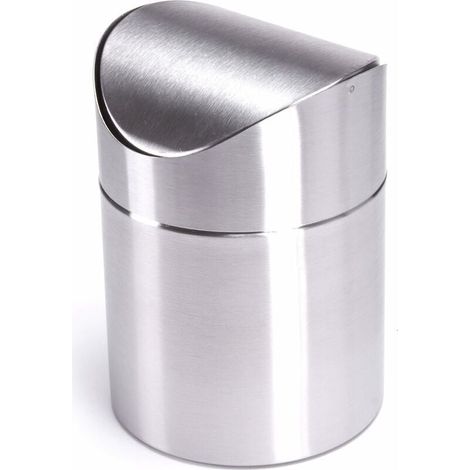 Poubelles de table Poubelles de table Poubelles Poubelles de cuisine Poubelles cosmétiques Couvercle pivotant en acier inoxydable-- (1/5)