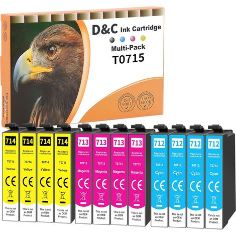 Cartouches d'encre Compatibles pour Epson T0712 T0713 T0714 pour Epson Stylus D92 SX218 D78 SX410 DX4400 DX7400 B40W BX300F BX610FW DX4050 DX7450 DX8400 SX400 BX600FW DX8450 DX9400F SX110 (1/5)