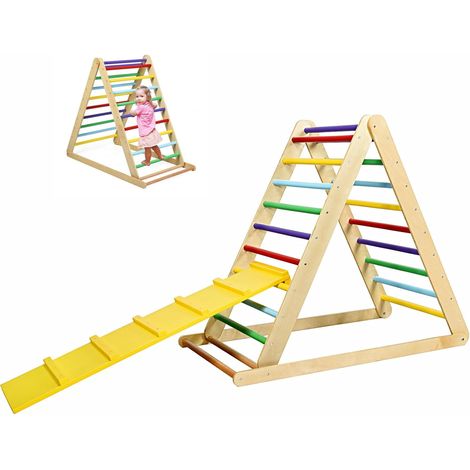 GOPLUS Triangle d’Escalade Enfants avec Toboggan pour Grimper et Glisser, Utilisation Jardin d'enfant ou à la Maison,50 KG pour Enfants 3Ans+ (1/5)