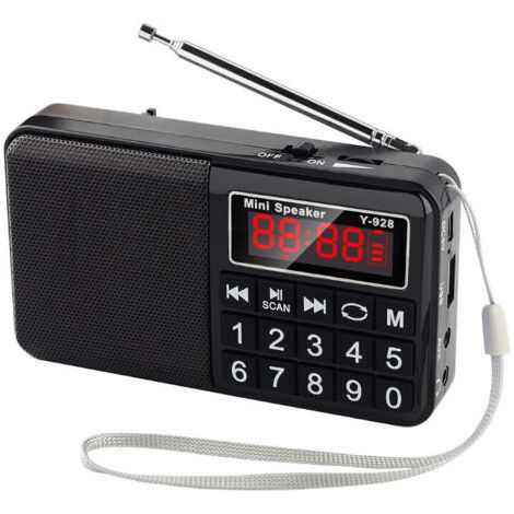 Tragbares Radio, UKW-Radio mit Hochleistungsakku (850 mAh), schwarz
