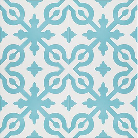 Pegane – Lot de 4 carreaux de ciment artisanal 20x20 cm – Couleur bleue pour sol et mur – Surface 0,16 m² – Épaisseur 14 mm (1/3)