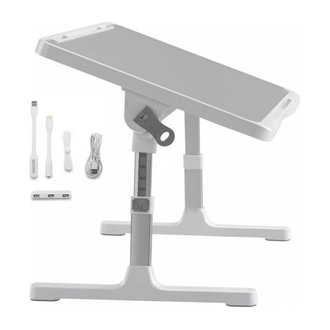 Bureau Pliable - 60×35 Cm - Hauteur Réglable 25-39 Cm - Avec Port Usb - Avec Tiroir (1/5)