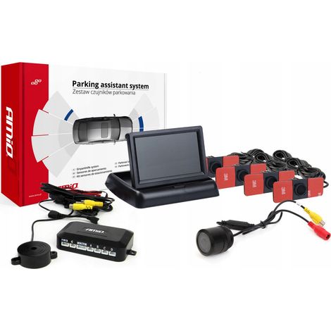 Kit di sensori di parcheggio TFT02 da 4,3" con telecamera HD-301-IR, 4 sensori, nero (1/5)
