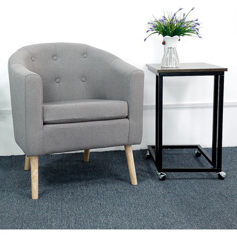 Aqrau Tissu Fauteuil Salle à Manger Salon Bureau Réception  Design Scandinave 64cm x60cm x70cm Gris - Gris (1/5)
