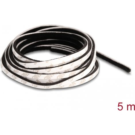 Delock Tira de Cepillo autoadhesiva de 5 mm - 5 m de longitud, negra