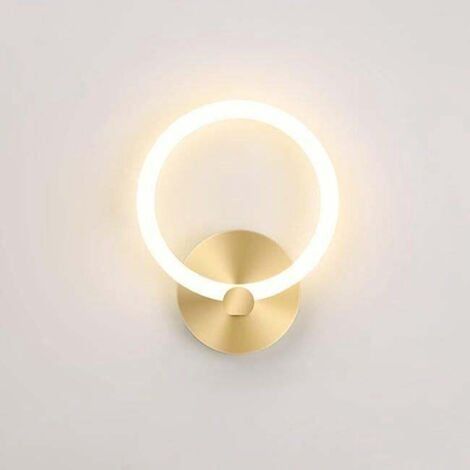 Applique Murale LED Intérieur Or Moderne Lampe De Chevet Ronde 19cm Salon Couloir Applique Murale Chambre Décor, 10W (3000K Blanc Chaud), Or (1/3)