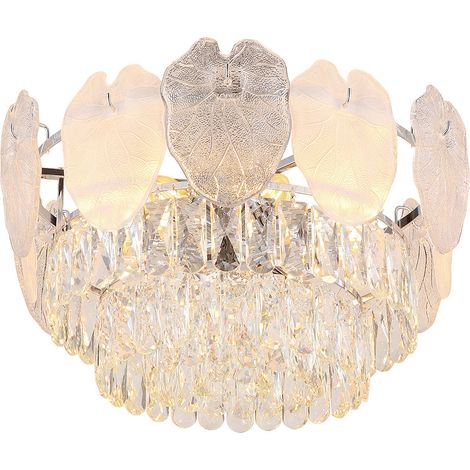 Plafoniera plafoniera in vetro cristallo lampada da soggiorno 8 fiamme lampada da tavolo, metallo cromato, 8x prese E14, DxH 50x27,9 cm