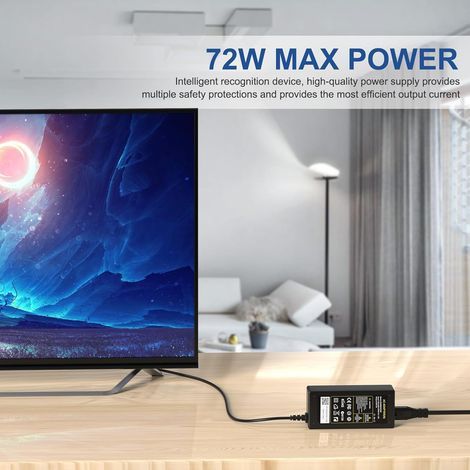 Alimentation 24V 3A 72W Transformateur pour Bande lumineuse LED, Routeur, Moniteur, Écran LCD TFT, TV, Imprimante 3D, Caméra, Scanner, Conférencier etc. Adaptateur secteur Chargeur 5.5  2.1mm (1/4)