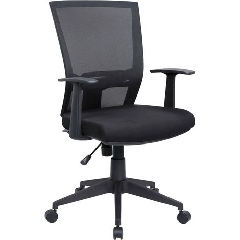 Dmora - Bürostuhl Dlom, Mesh Chefsessel mit Armlehnen, Ergonomischer Bürositz, 59x64h96/106 cm, Schwarz