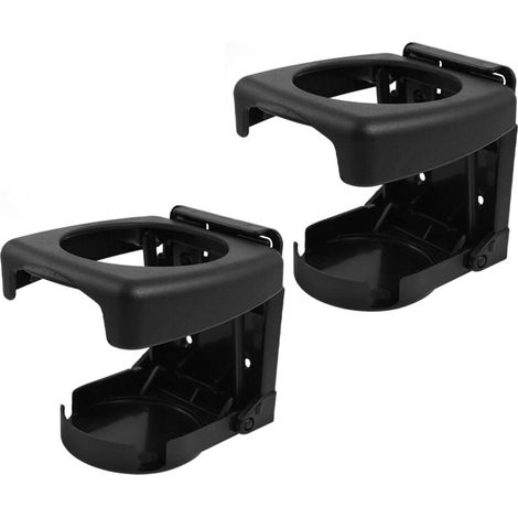 Convient pour 2 porte-gobelets/canettes pliables en plastique noir pour camion/voiture