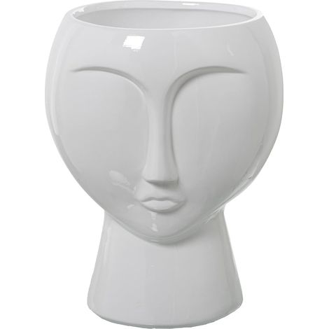 Vase de Table avec Visage en céramique Blanc Brillant 27x27x37 cm (1/4)