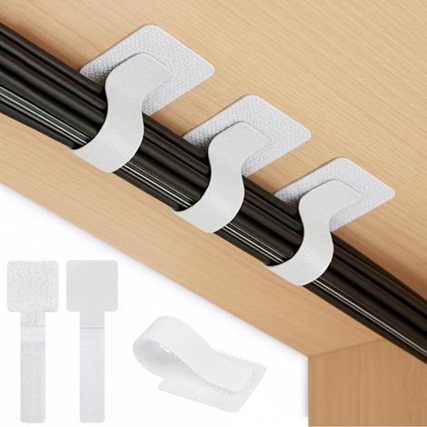 Cable Ties for Under Desk Cable Tidy 50 Pack with Adjustable Nylon Buckle, Reusable Cable Organizers for Home and Office (White) (1/5)
