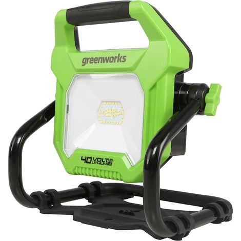 Greenworks G40WL Faretto da Cantiere Ibrido AC/DC e Batteria, Luce da Lavoro con Gancio, Cavo di Alimentazione AC o Batteria Portatile, 2000 Lumen, 2 Impostazioni, SENZA Batteria 40V e Caricabatterie (1/4)