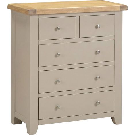 Windsor 3+2 Drawer Chest - L40 x W85 x H96.5 cm - Putty/Oak