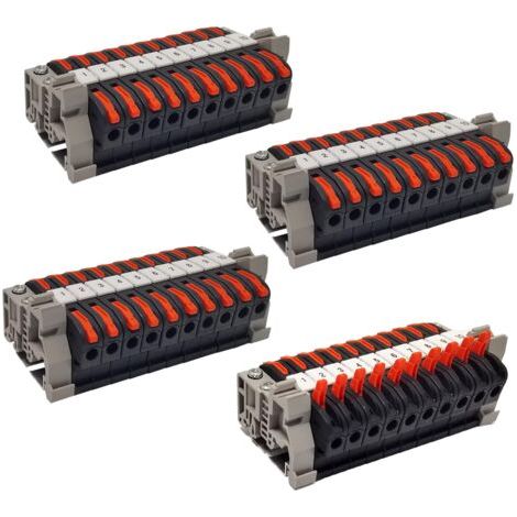 40 pièces Connecteur Electrique Rapide Rails de Guidage, Dominos Bornier Électriques, Rail Borne de Raccordement pour Fils Solides, et Flexibles, pour 0.08-4 mm² Compact Bornier Electrique (4)-INHHUB (1/5)