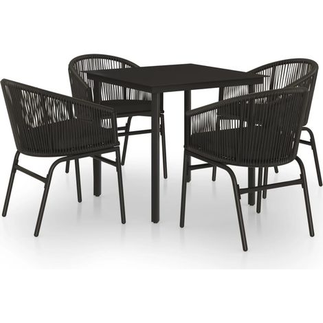 Maison Exclusive - 5-tlg. Garten-Essgruppe Schwarz