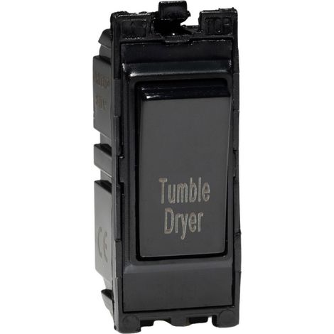 Varilight 20A 1-Way Double Pole Switch for Tumble Dryers Black