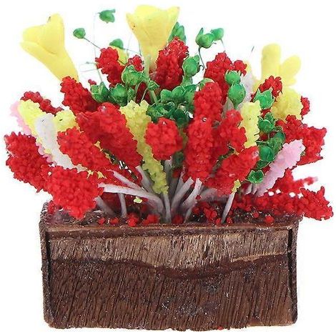 Fleurs artificielles en pot, ornement de jardin, fleurs en argile pour décoration de mini-maison-3.50X2.80X1.50CM (1/4)