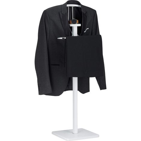 blanc chambre, chevalet, portant, valet de nuit, porte-vêtements, HxlxP 109,5 x 47 x 30 cm, MDF, acier (1/5)