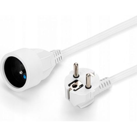1 rallonge électrique, 15 m, blanc, prise-fiche, câble renforcé, usage intérieur/extérieur