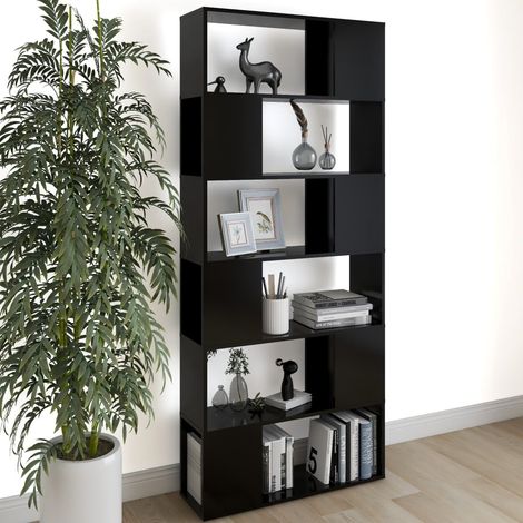 Bibliothèque, Étagère de Rangement, Séparateur de pièce, Meuble pour Dossier Noir 80x24x186 cm Aggloméré AXZ47104 (1/5)