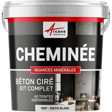 Béton ciré cheminée, kit avec primaire et vernis - 10 m² (en 2 couches) Isatis Blanc - ARCANE INDUSTRIES (1/5)