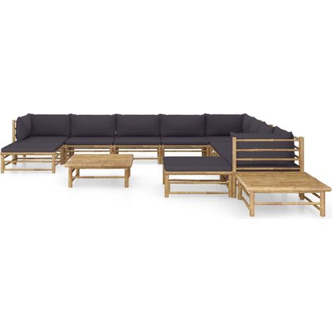 Maison Exclusive - 12-tlg. Garten-Lounge-Set mit Dunkelgrauen Kis