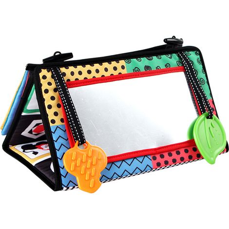 Tapis D Activite Pour Bebe - Miroir De Sol Sécurisé - Livre En Tissu Noir Et Blanc - Anneau De Dentition - Grelot - Pour Temps Sur Le Ventre - 1 Pièce (1/5)