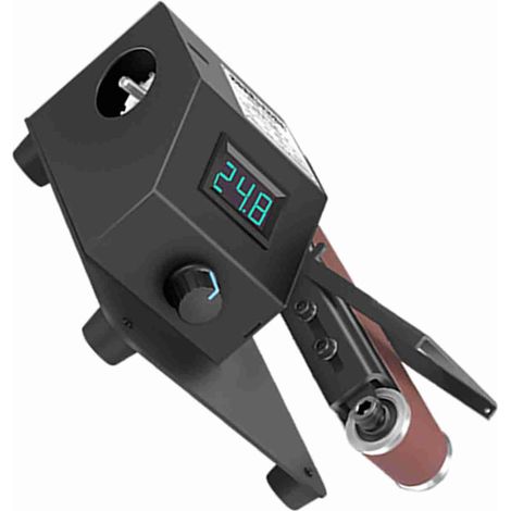 Ponceuse à bande électrique 350W verticale et horizontale, machine de meulage et polissage, ponceuse à vitesse variable sans palier, 10 bandes abrasives, pour bois acrylique métal, bande 30x380mm (1/2)