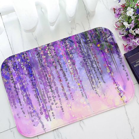 Tapis d'entrée/d'extérieur/de salle de bain à motif floral violet glycine, 40 x 60 cm (1/5)