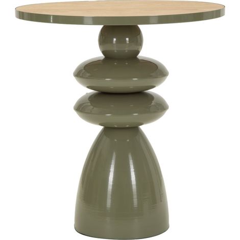 Table d'Appoint Totem en Métal "Pila" 49cm Vert (1/5)