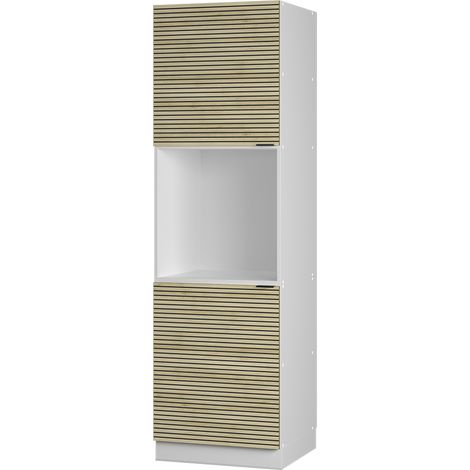 Herdumbauschrank Fame-Line, Eiche Paneel, 60 cm mit offenem Regal, Vicco