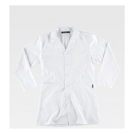 Bata de servicios Unisex con abertura trasera WORKTEAM B6701 L Blanco
